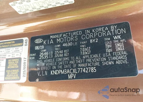 2020 Kia Sportage Lx from USA, damaged, VIN KNDPM3ACXL7742785